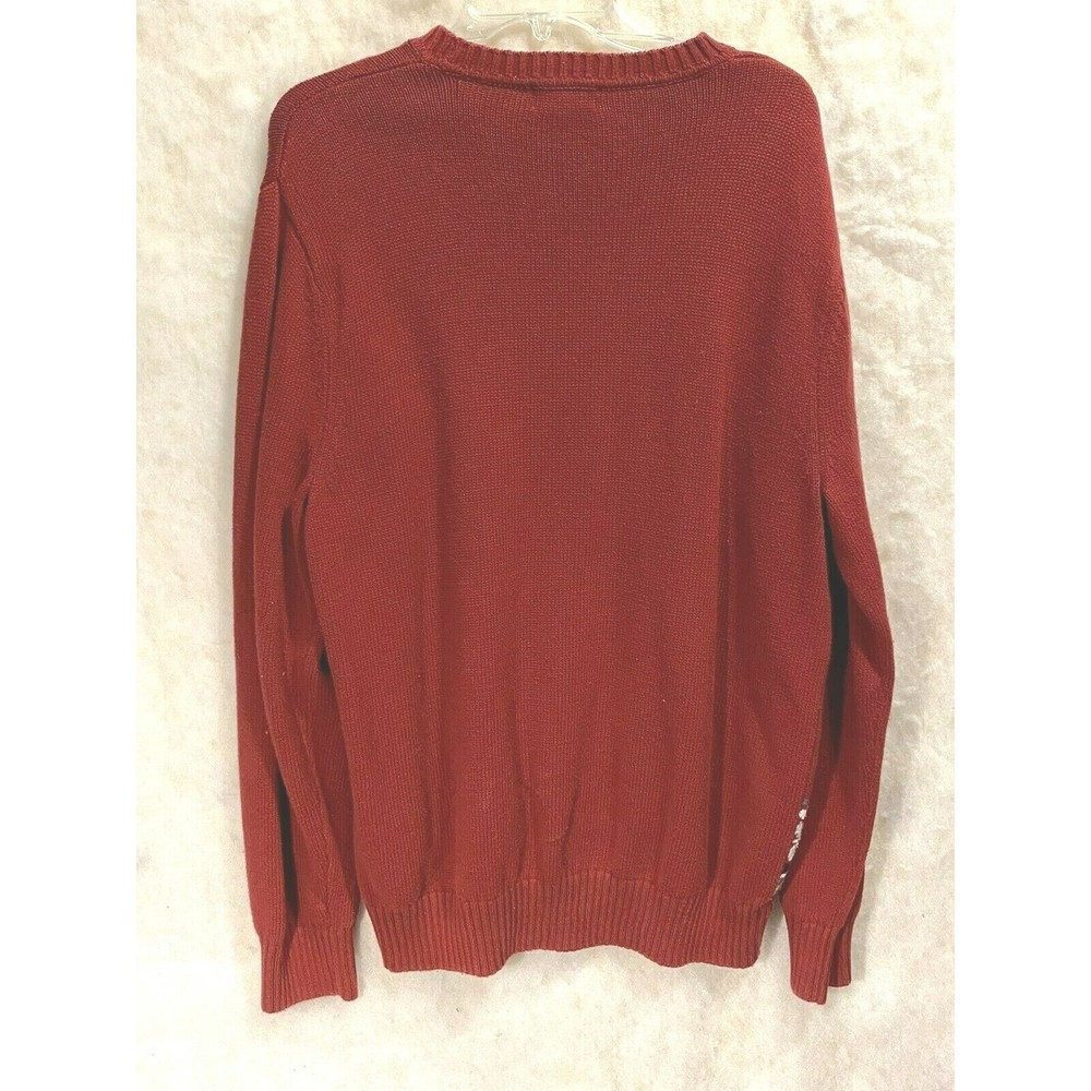 Dockers Sweater Sz L Mens Red Black Cotton Crew Neck Fair Isle Pullover - Picture 9 of 10